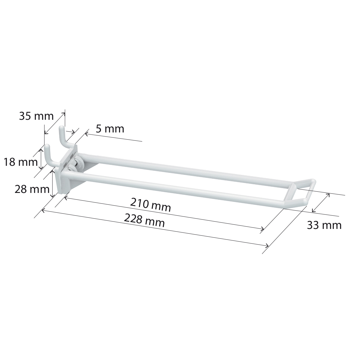 Крючок двойной DOUBLE HOOK-MP-200, белый, в перфорацию, длина 200 мм