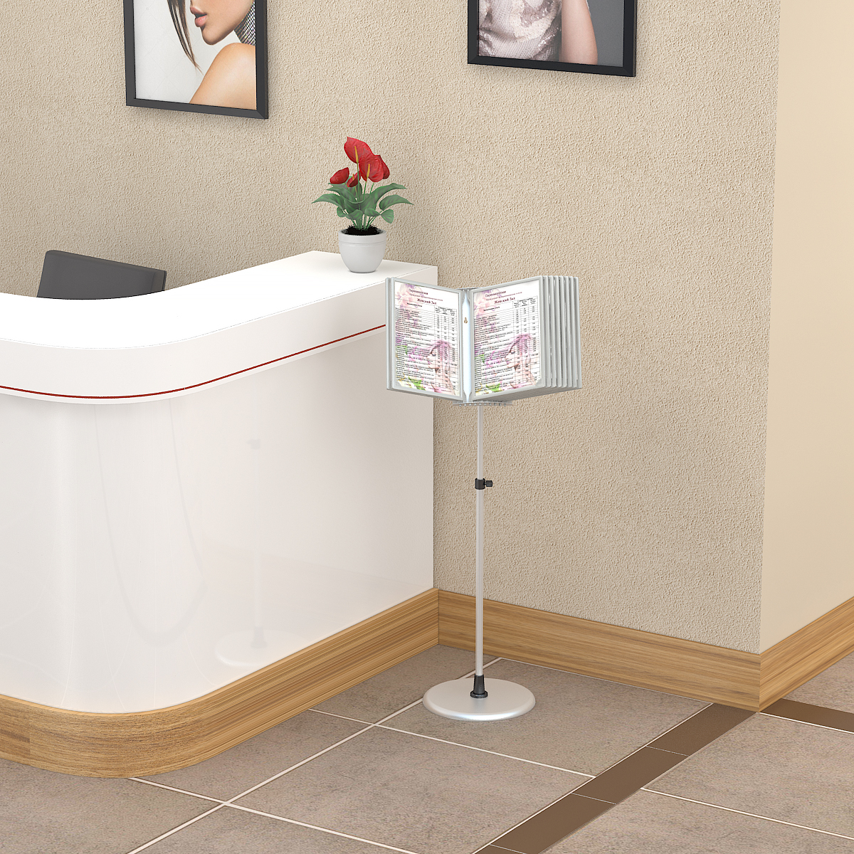 Перекидная системна напольная INFOLINE-F-10 с серыми рамками А4