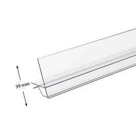 Ценникодержатель прозрачный GLL39, 1000 мм для стеклянных и деревянных полок