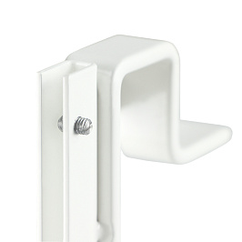 Струбцина с вертикальным П-держателем вывесок и отгибом CLAMP HOLDER-L90, цвет белый