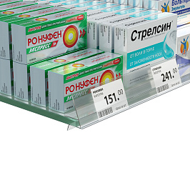 Ценникодержатель прозрачный GLL39, 1000 мм для стеклянных и деревянных полок