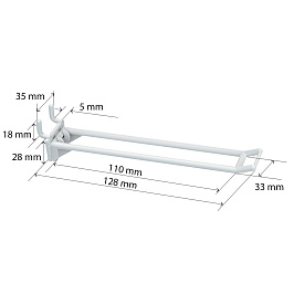 Крючок двойной пластиковый в перфорацию DOUBLE HOOK - MP - 100