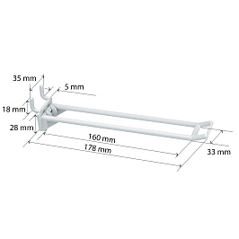 Крючок двойной пластиковый в перфорацию DOUBLE HOOK - MP - 150