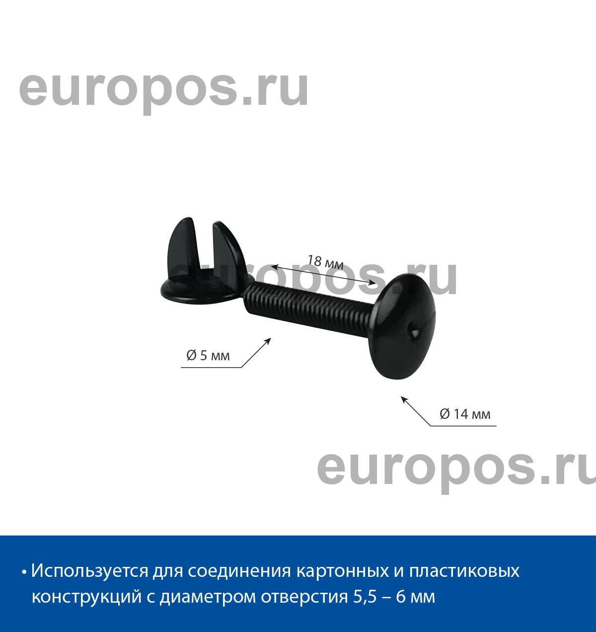 Винт и гайка с ушками VIKING SCREW-18, цвет черный