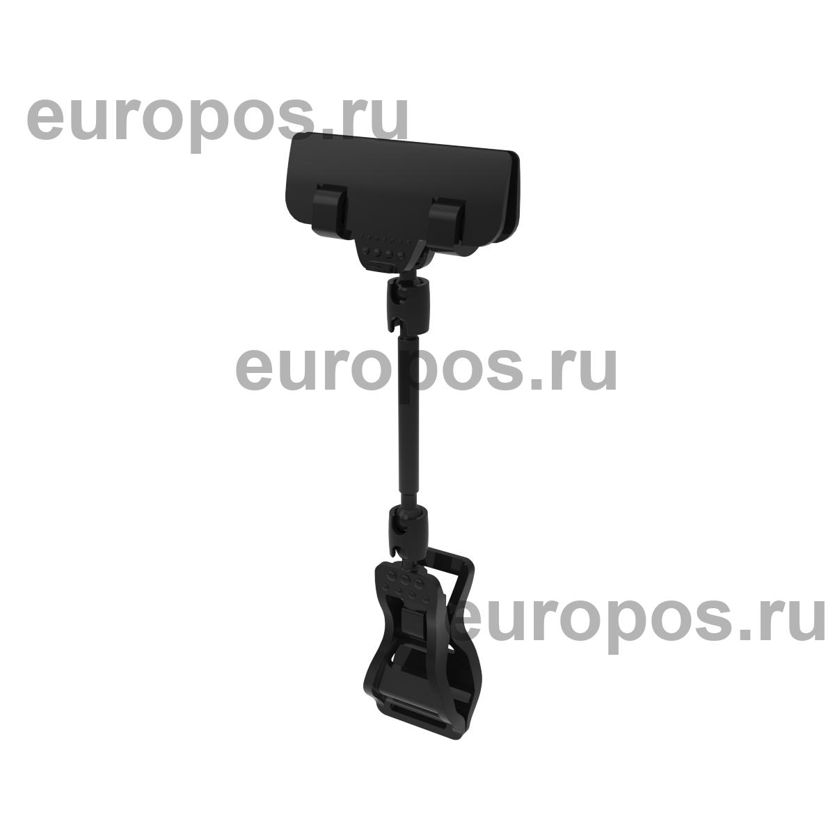 Универсальный ценникодержатель на прищепке с узким зажимом FX-CLAMP-SLIM, ножка 50 мм, цвет черный
