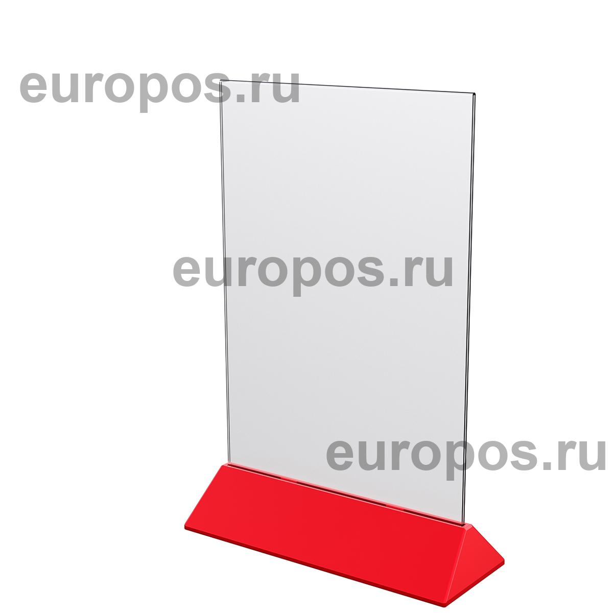 Подставка под меню с акриловым карманом COLOR MENU HOLDER А4, цвет основания красный