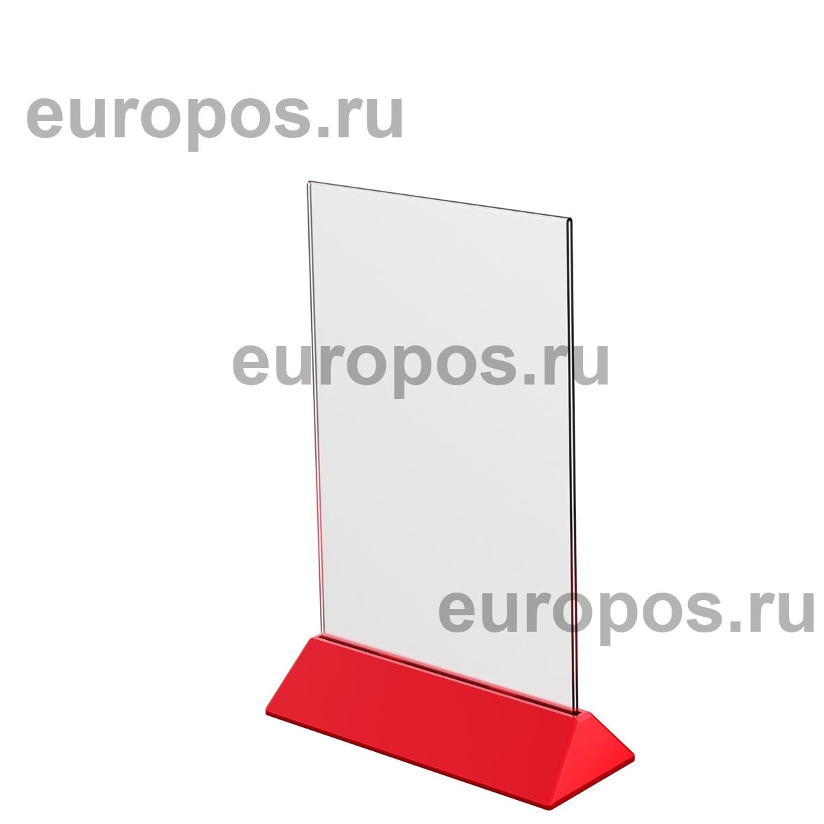 Подставка под меню с акриловым карманом COLOR MENU HOLDER А5, цвет основания красный