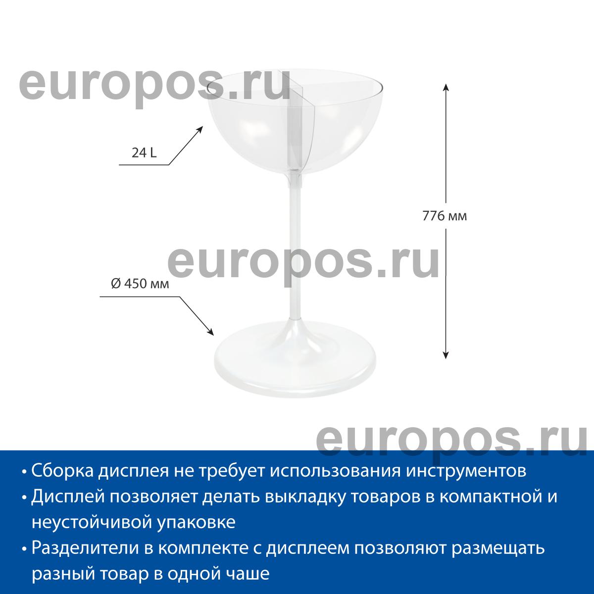 Дисплей UNIBOWL 24 л, цвет белый c комплектом разделителей