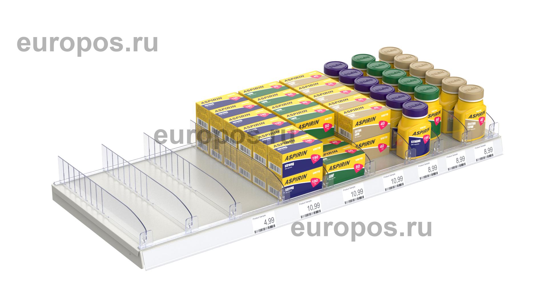 Разделитель пластиковый высотой 60 мм с передним ограничителем DIV60-BT30, длина 185-385 мм