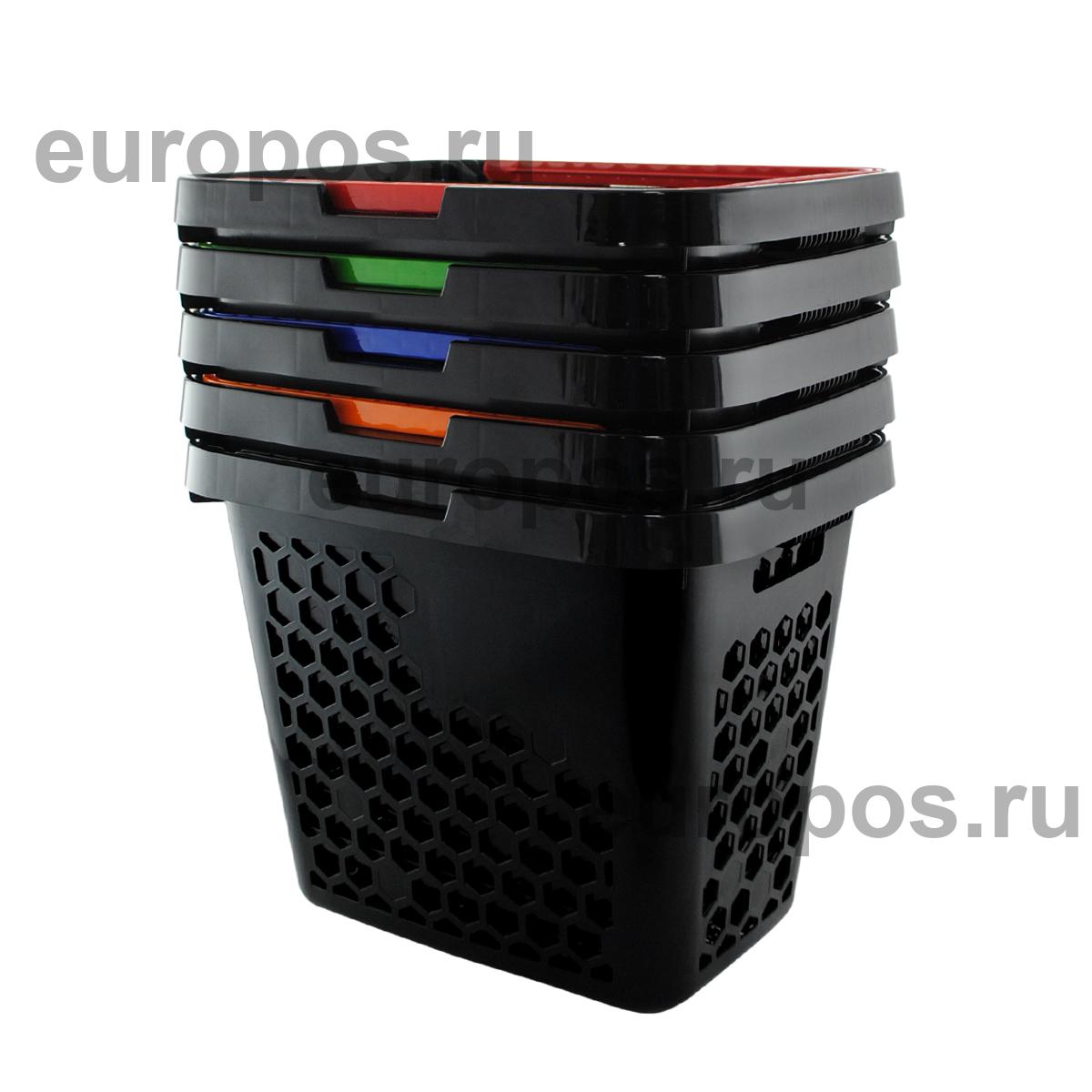 Корзина-тележка пластиковая TECHNO XL, 80 литров, черная, ручка оранжевая