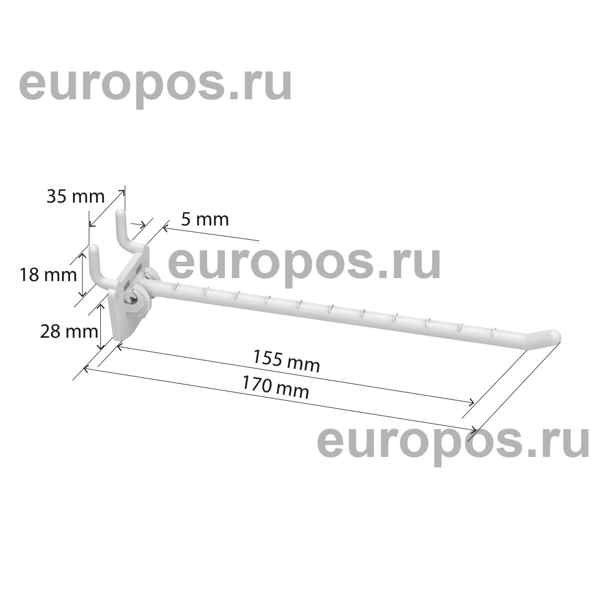 Крючок одинарный SINGLE HOOK-MP-150 белый, в перфорацию, длина 150 мм
