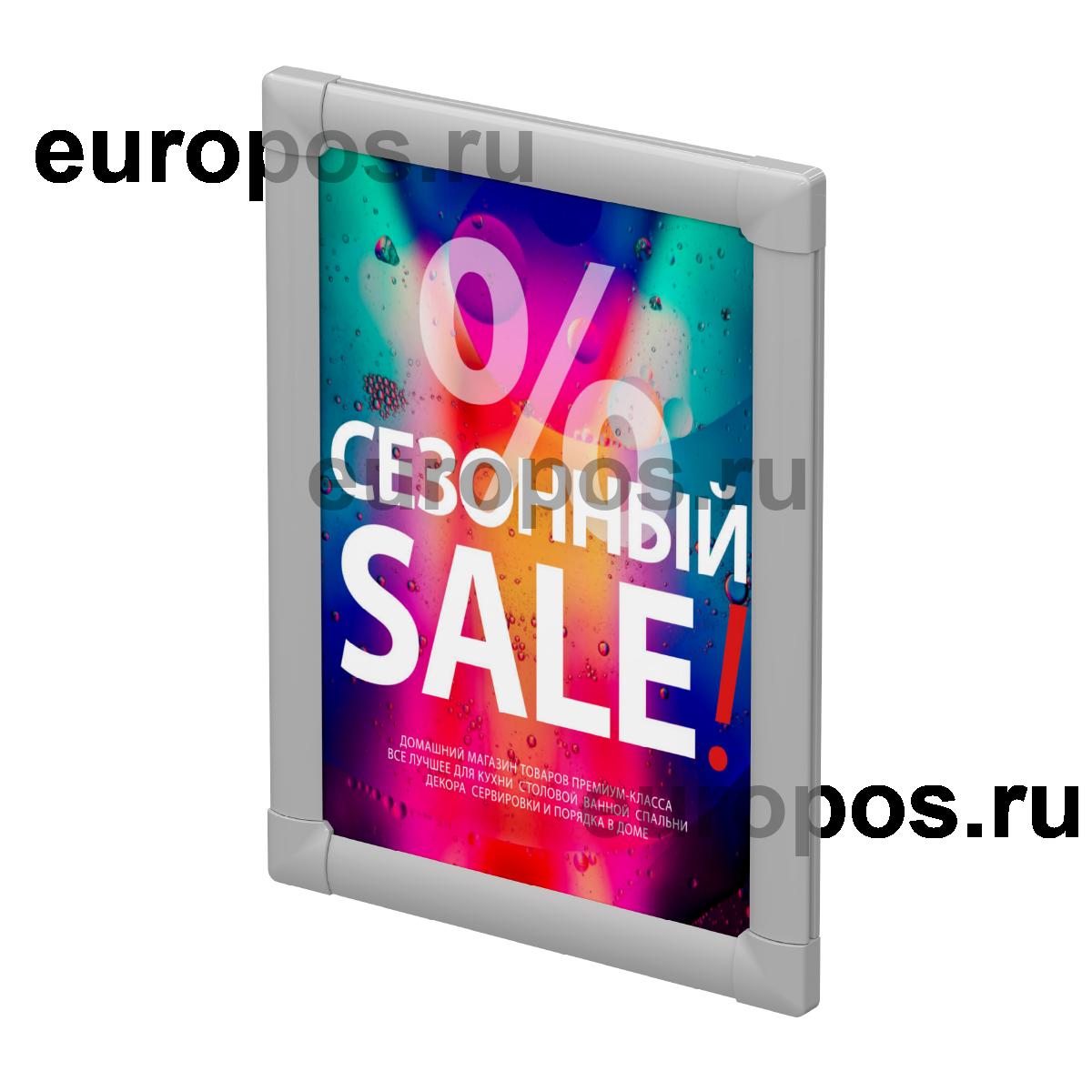 Клик-рама пластиковая PCF-25 A4 с прямоугольными углами