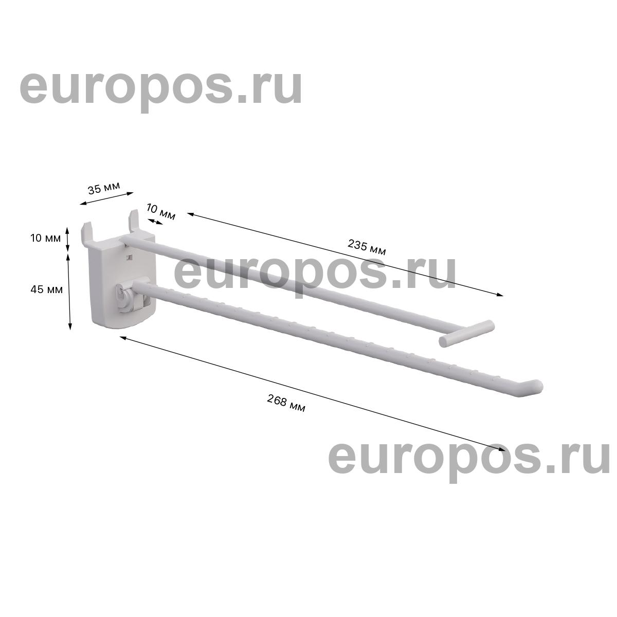 Крючок одинарный SINGLE HOOK-PH-CR-B-250 белый, в картон, длина 250 мм