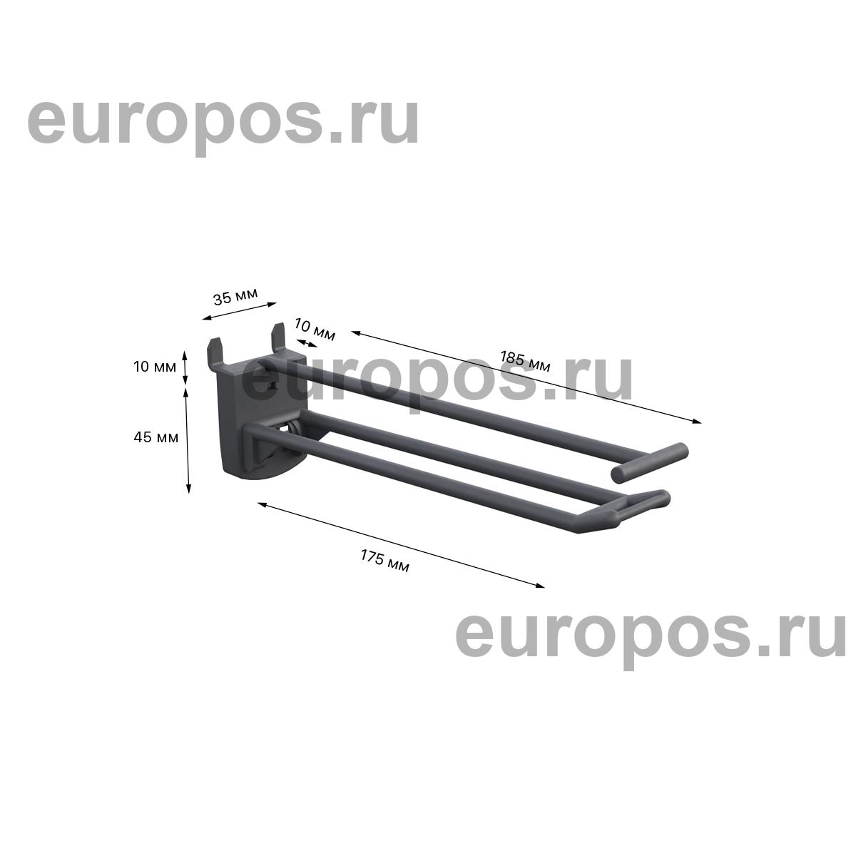 Крючок двойной DOUBLE HOOK-PH-CR-B-150 графитовый, в картон, длина 150 мм