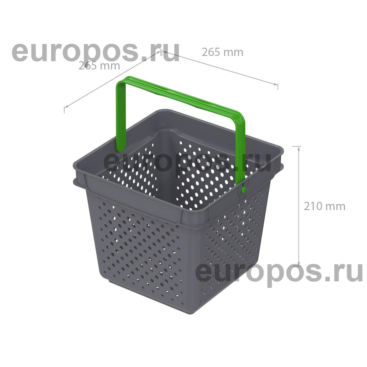 Корзина пластиковая QUADRO, 10 литров, цвет серый