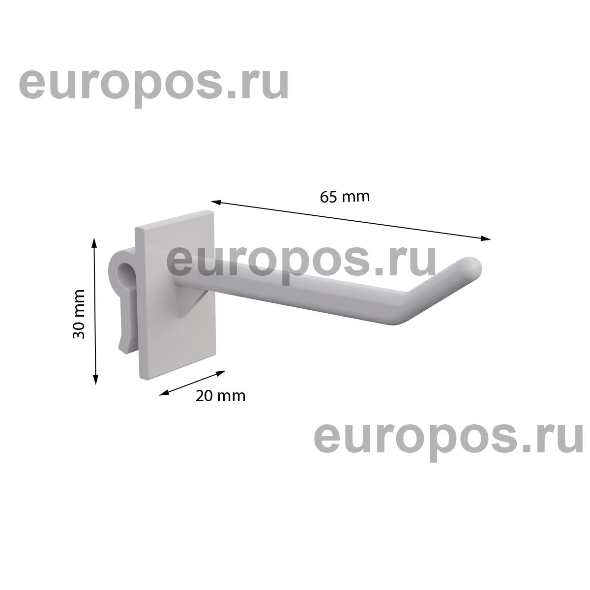 Крючок одинарный SINGLE HOOK-CR-65 белый, в картон, длина 65 мм