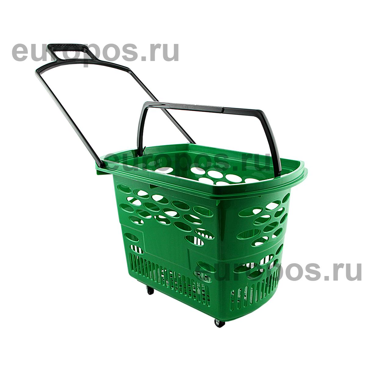Корзина-тележка пластиковая TECHNO, 38 литров, цвет зеленый