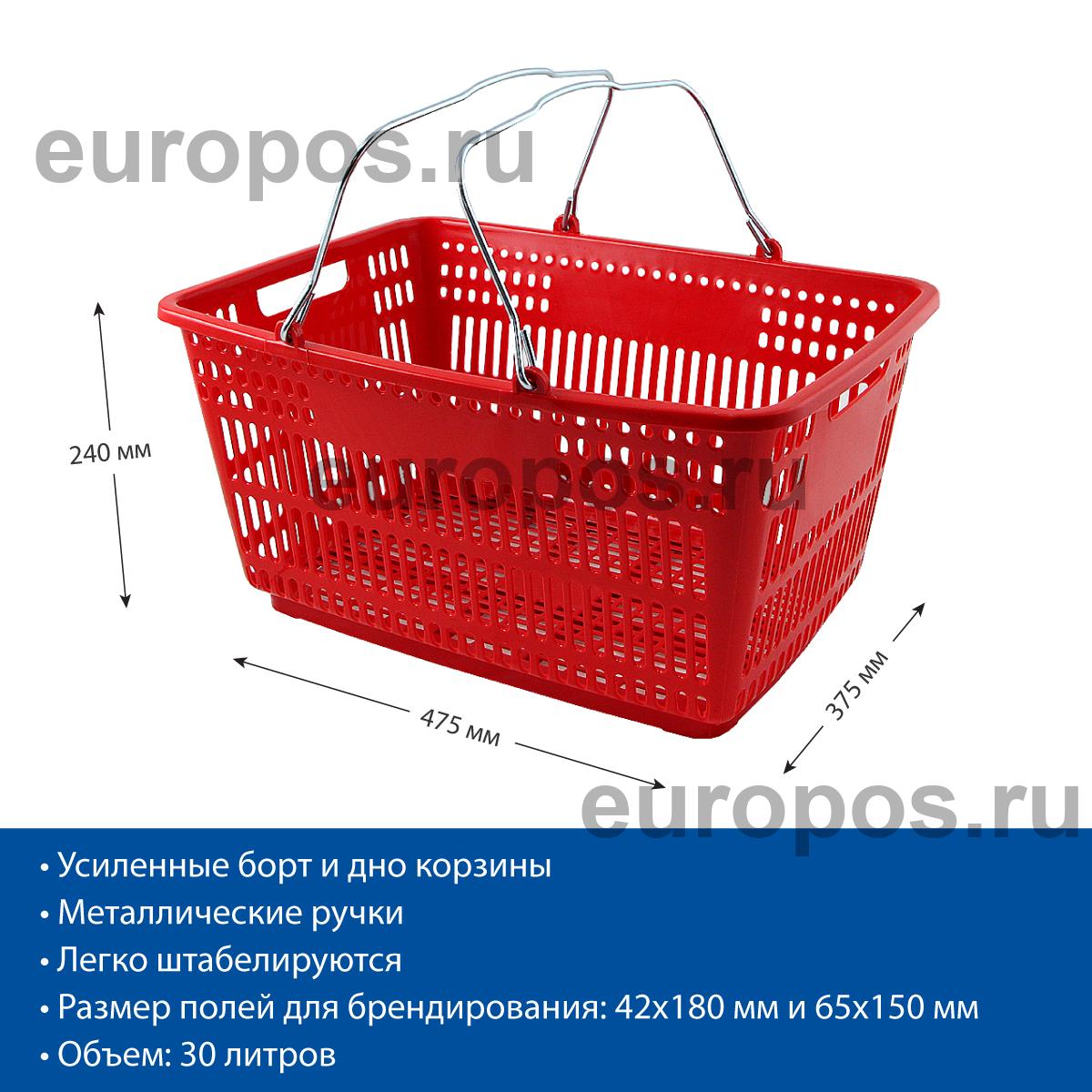 Корзина пластиковая METAL, 30 литров, цвет красный