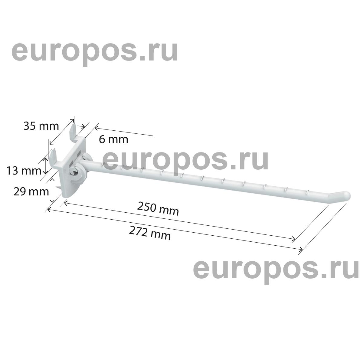 Крючок одинарный SINGLE HOOK-CR-250 белый, в картон, длина 250 мм
