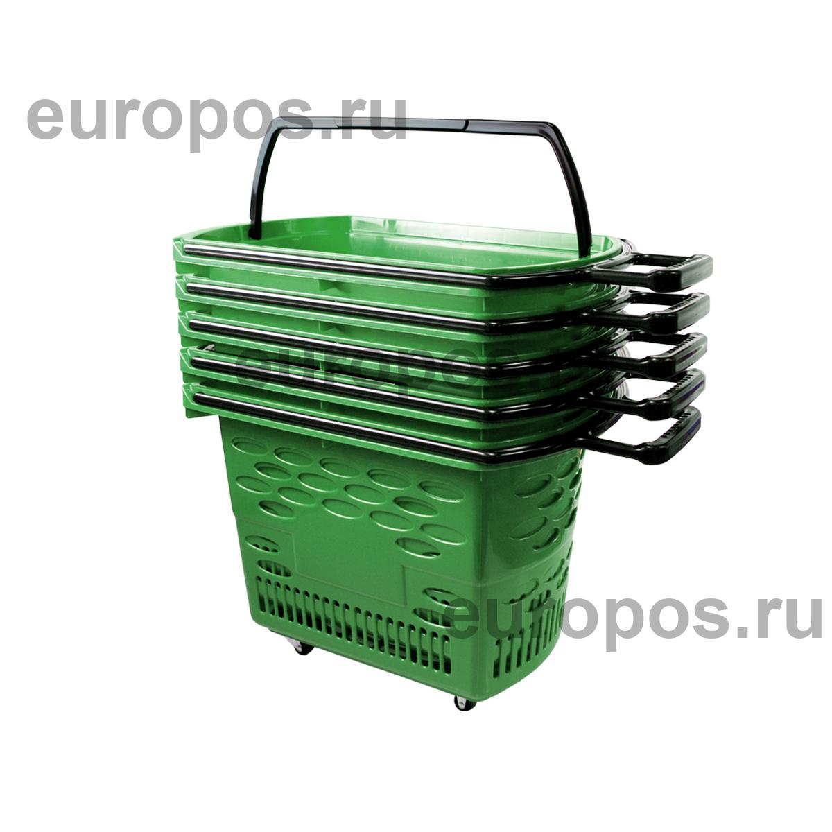 Корзина-тележка пластиковая TECHNO, 38 литров, цвет зеленый