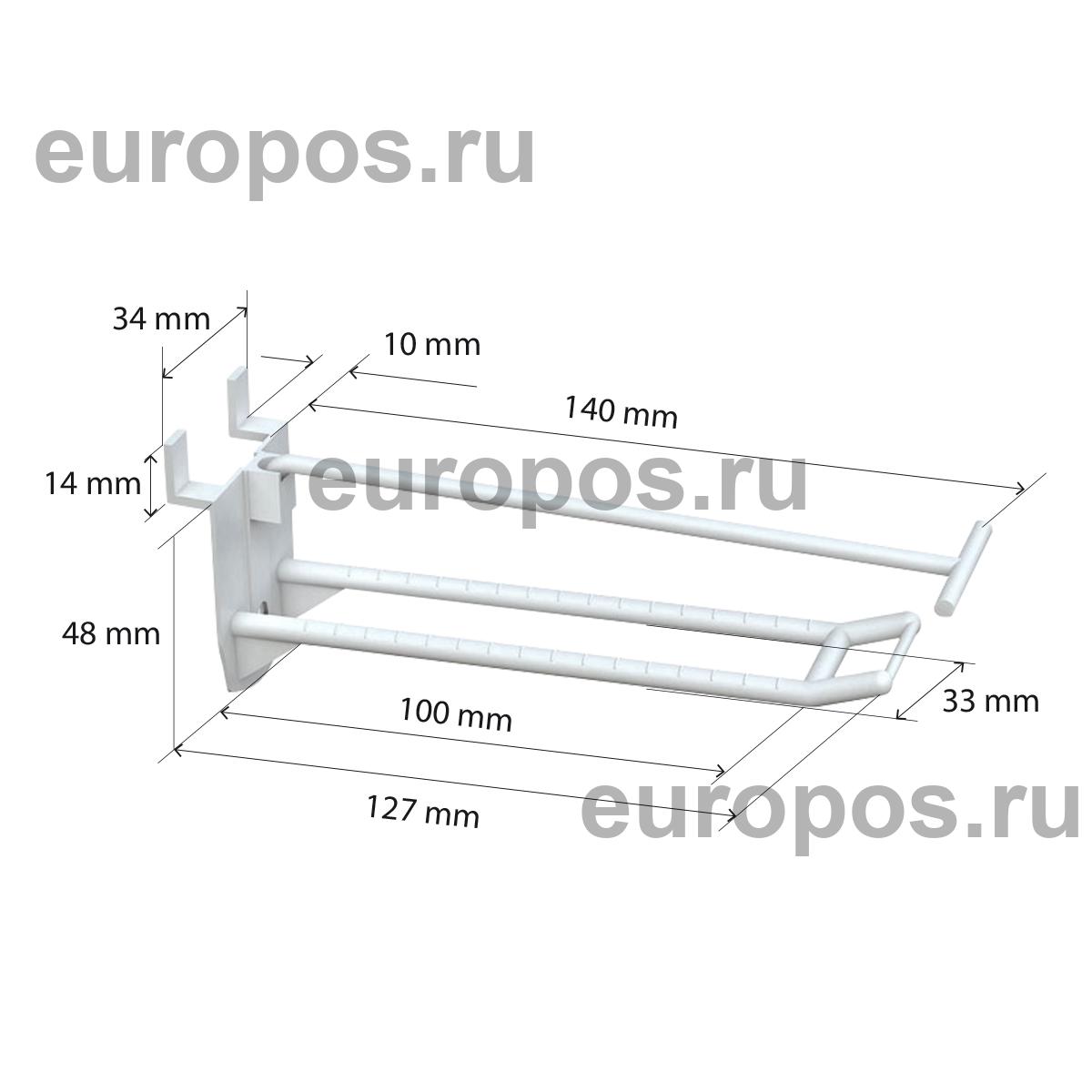 Крючок двойной DOUBLE HOOK-PH-EP-100, белый, в эконом-панель, длина 100 мм