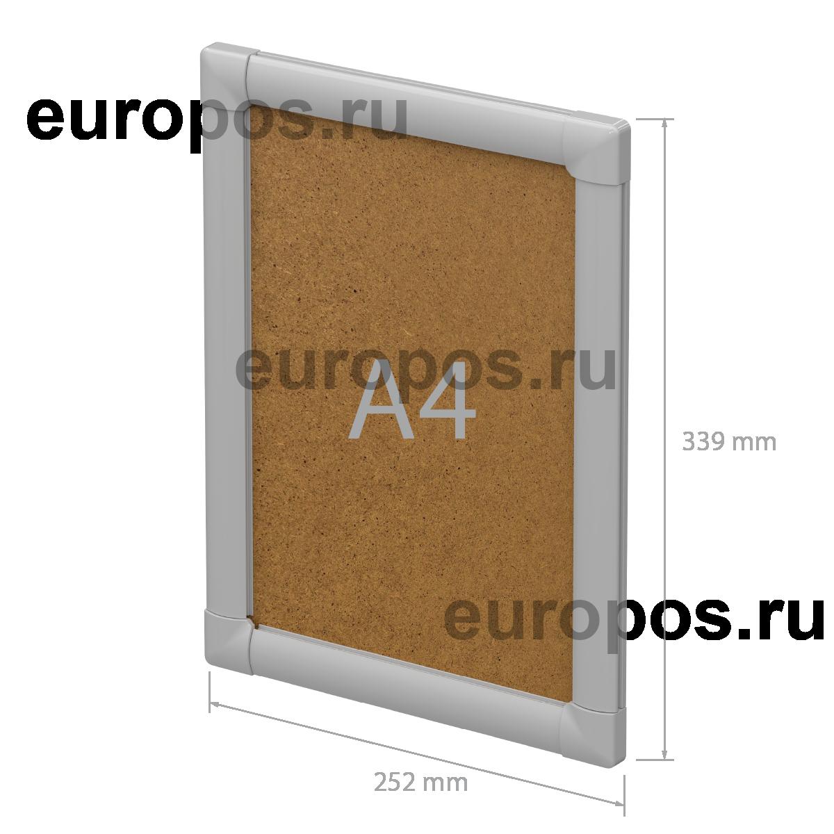 Клик-рама пластиковая PCF-25 A4 с прямоугольными углами