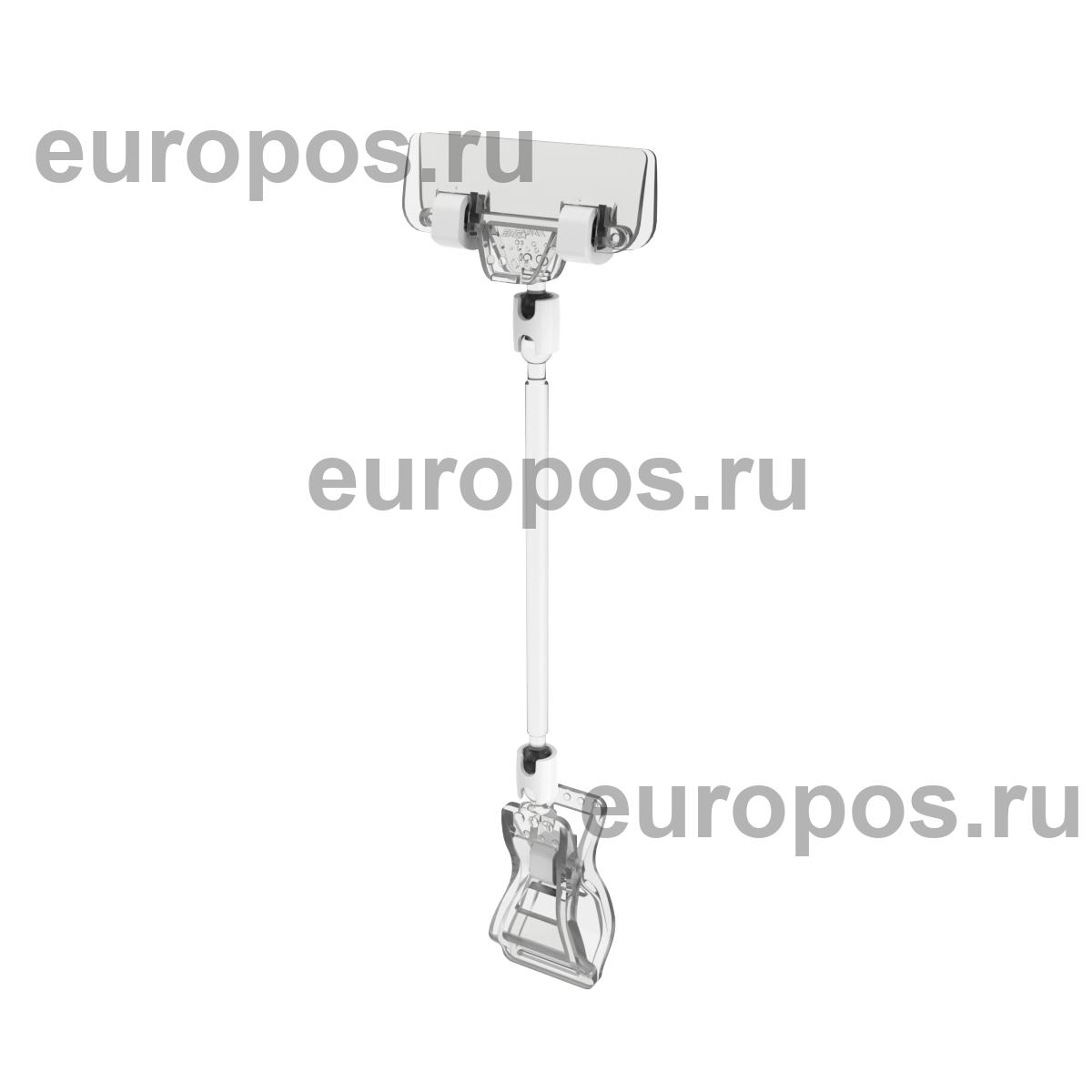 Универсальный ценникодержатель на прищепке с узким зажимом FX-CLAMP-SLIM, ножка 100 мм, цвет прозрачный